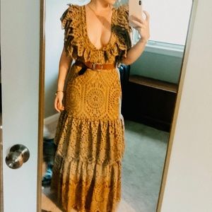 FLAMENCO MAXI DRESS IN CITRINE MARIACHI EYELET